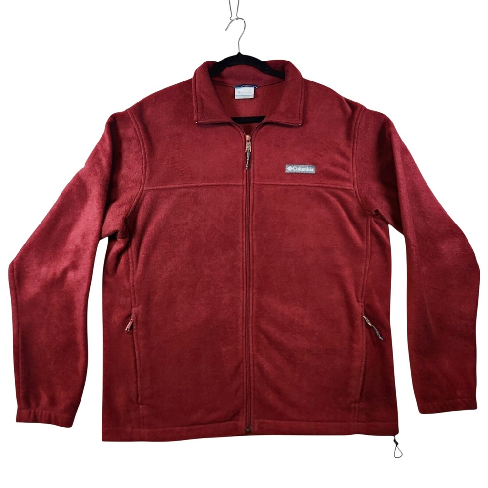Columbia Mens Full Zip Fleece Jacket Burgundy‎ Red Large Outdoor Layering L